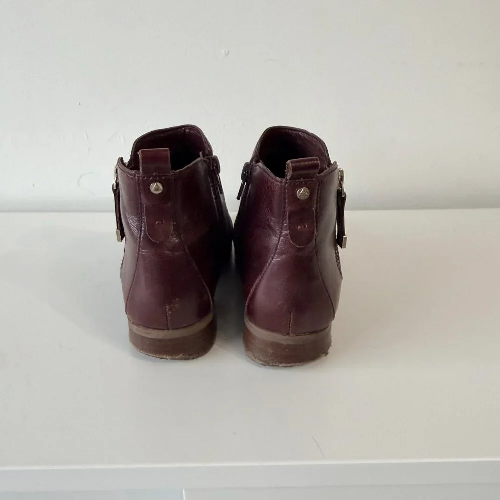 Aldo Dark Burgundy Brown Leather Ankle Boots